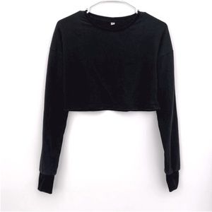 Black Crop Long Sleeve Top